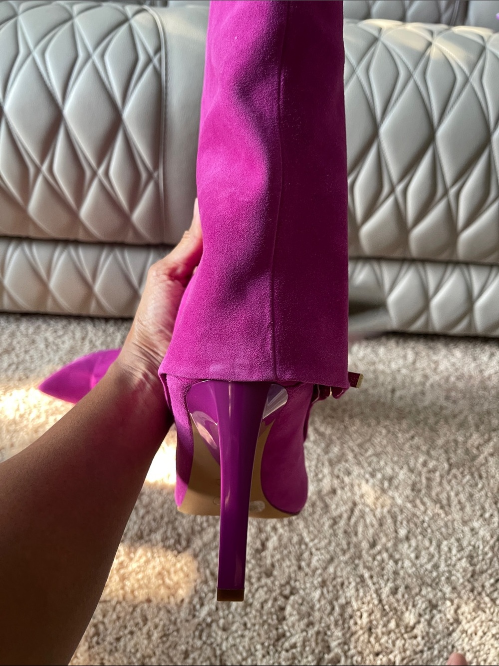 Jessica Simpson Fuchsia Suede Knee-High Stiletto Boots - Picture 10 of 14